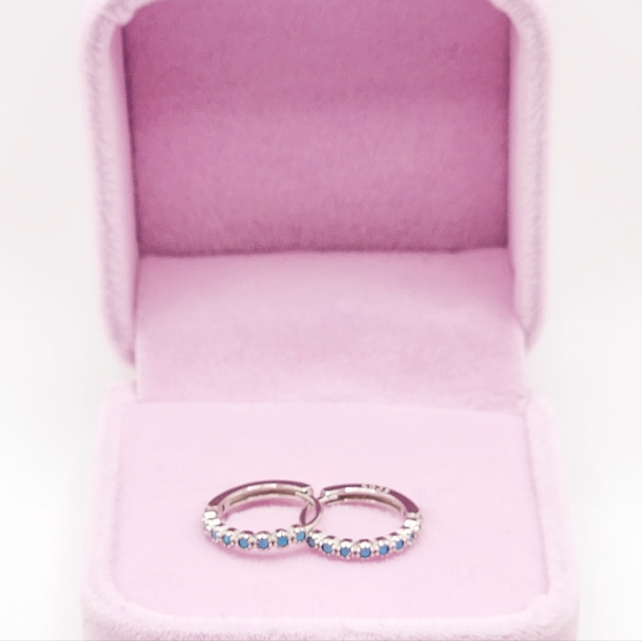 Silver Huggies with blue accent - Picture 5 of 8